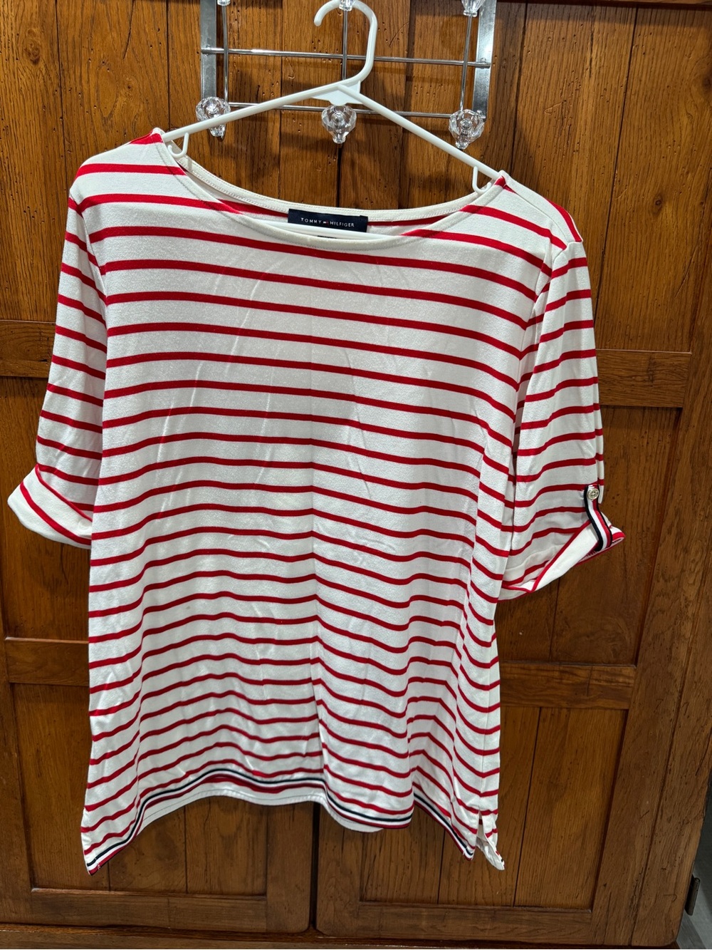 Tommy Hilfiger White Top with Red Stripes